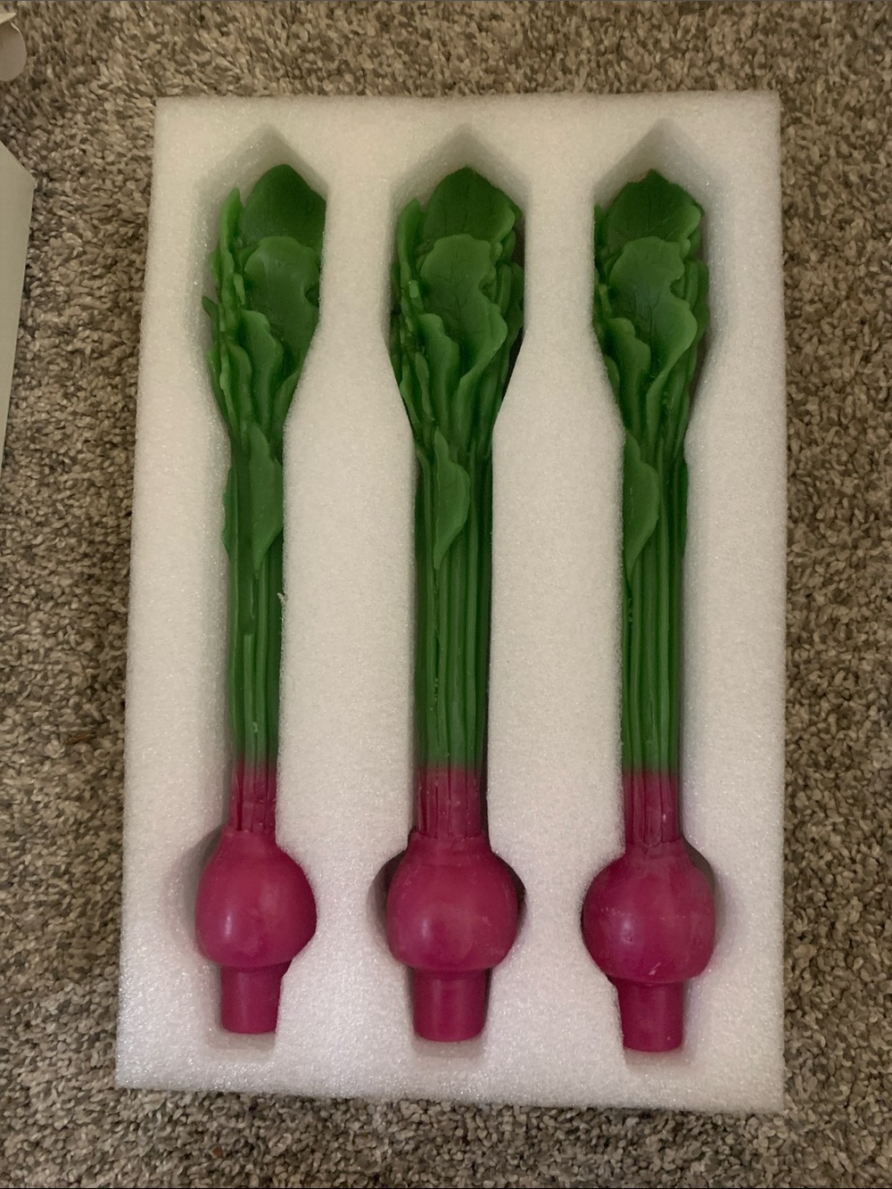 Threshold Beet Taper Candles in Pink and Green - 3 Pack